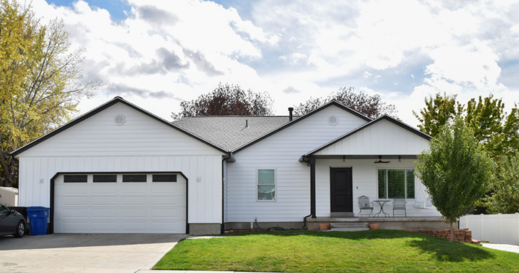 Siding replacement on a home with new exterior cladding and updated trim