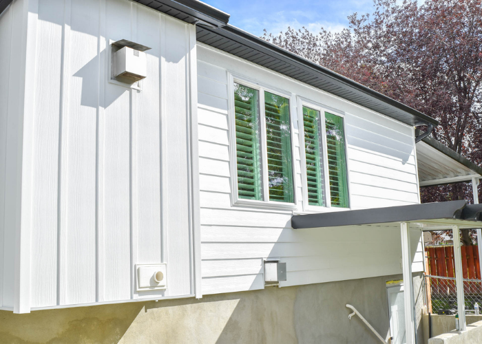 Rear siding detail with Alside Ascend siding on home in Brigham City, Utah