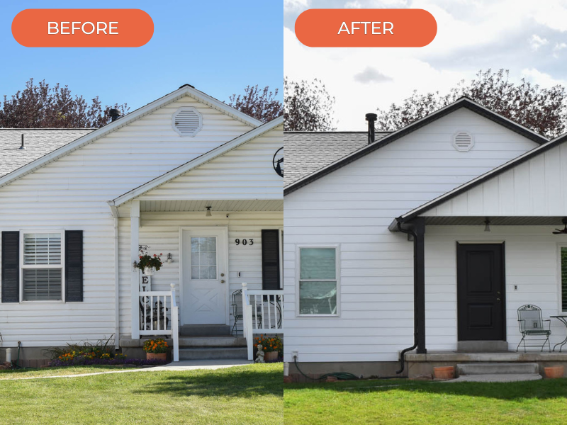 Before and After siding, soffit, and gutter replacement in Utah
