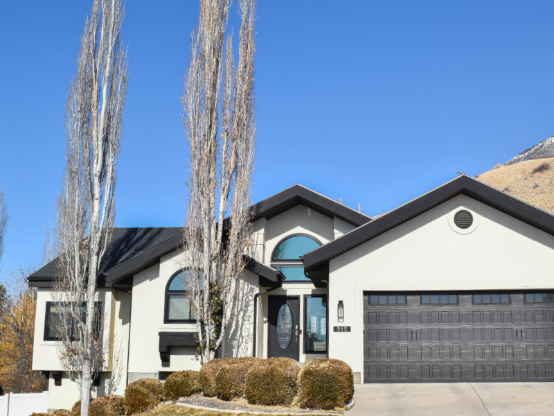 Full home window replacement with black windows in Pleasant Grove, Utah