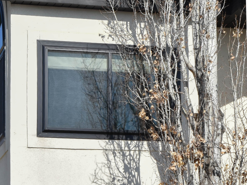 Modern black sliding glass window in Utah