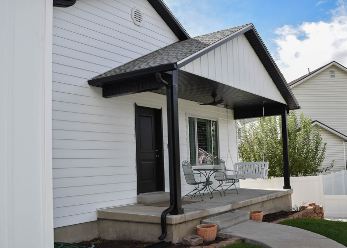 Side angle view of home siding replacement in Brigham City, Utah