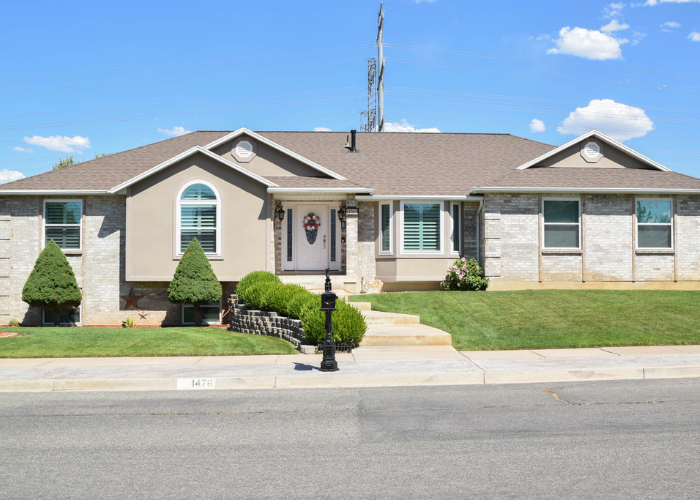 Window replacement in Clinton, Utah showing clean white replacement windows